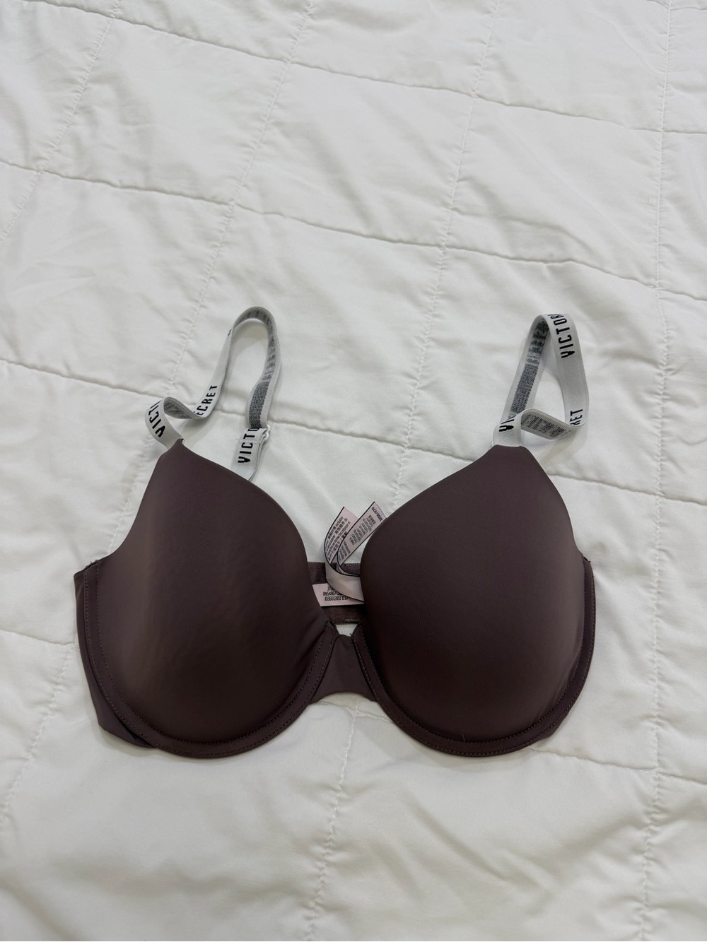 Victoria's Secret Chocolate Brown T-Shirt Bra with Logo Straps
